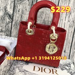 Christian Lady Dior Large Patent Leather Cannage Top Handle Bag w Shoulder Strap