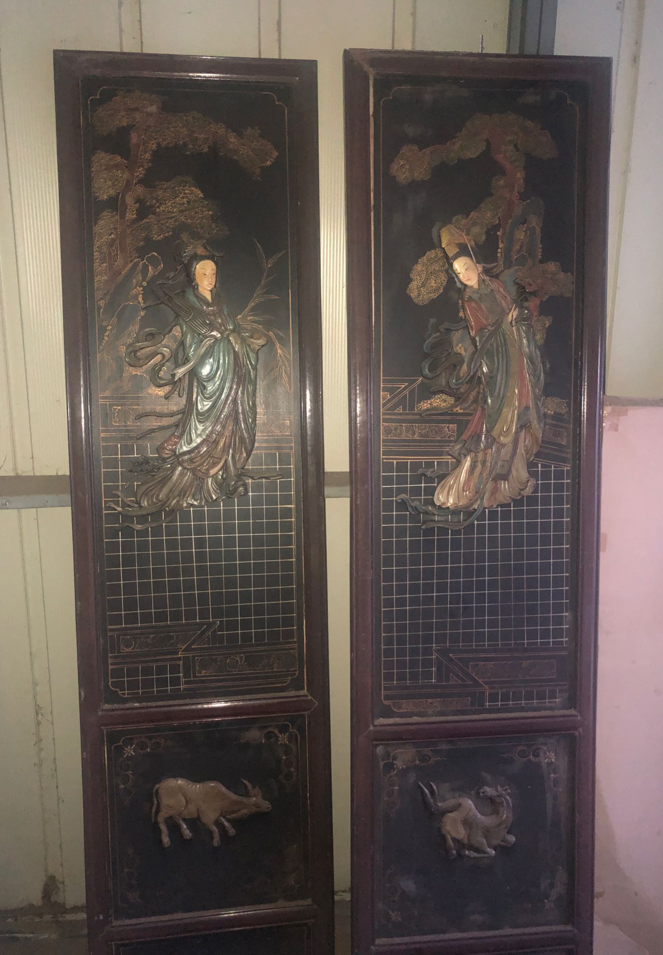 Hand crafted stone and wood Chinese pictures. 2seasons