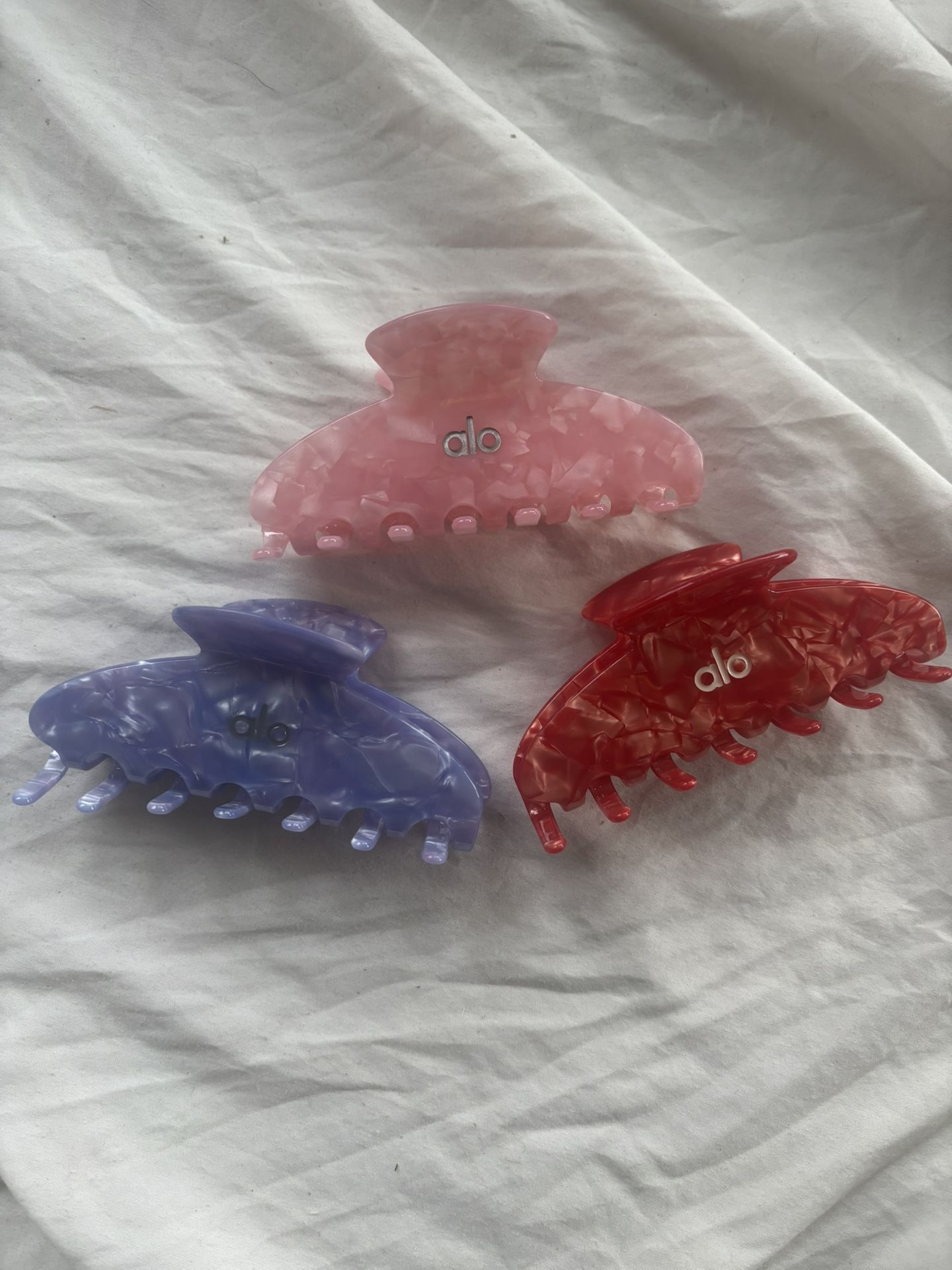 3 Pack Alo Yoga Hair Claw Clips Purple Pink And Red NWOT
