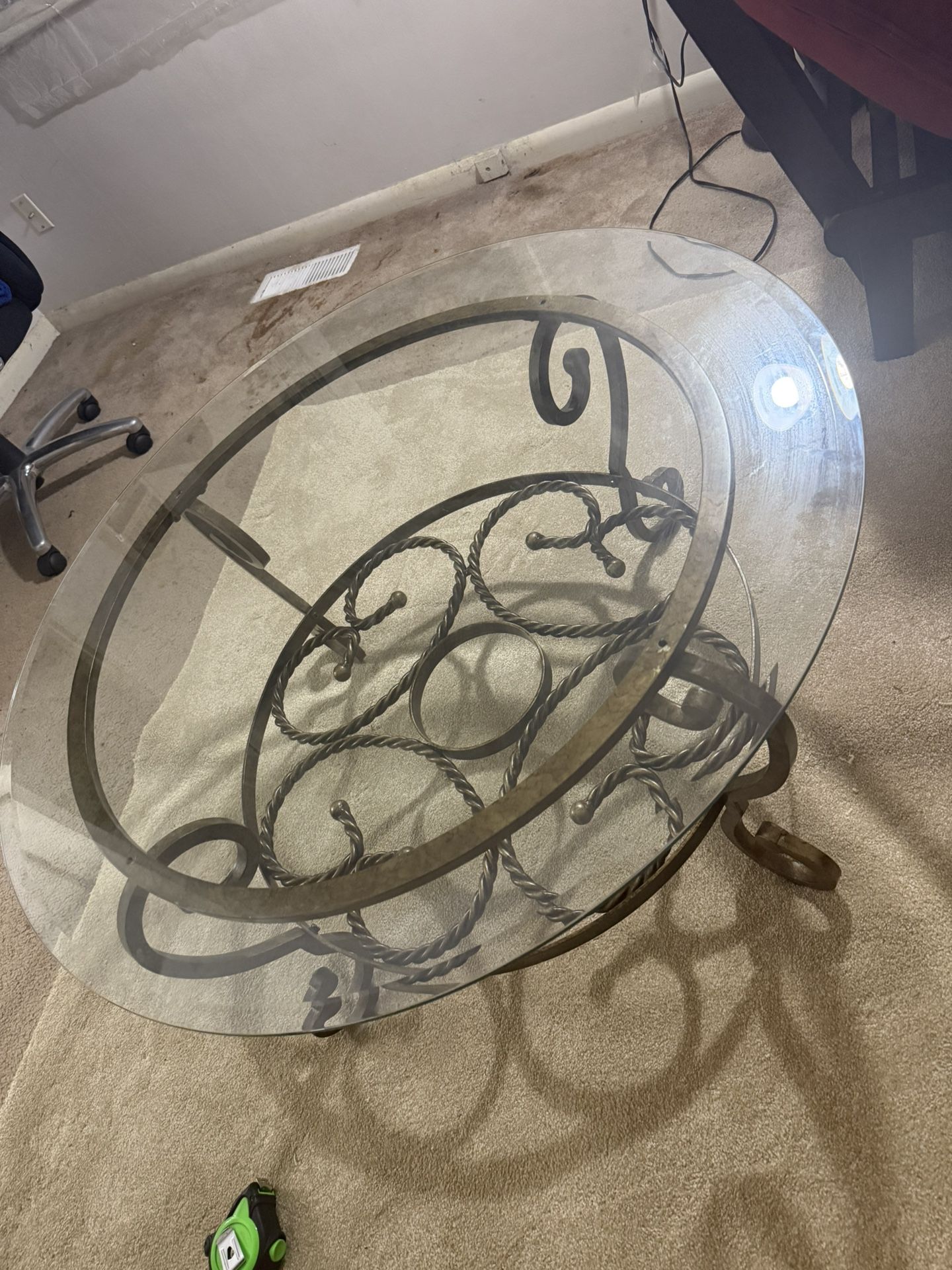 Center Glass Table With Metal Base 