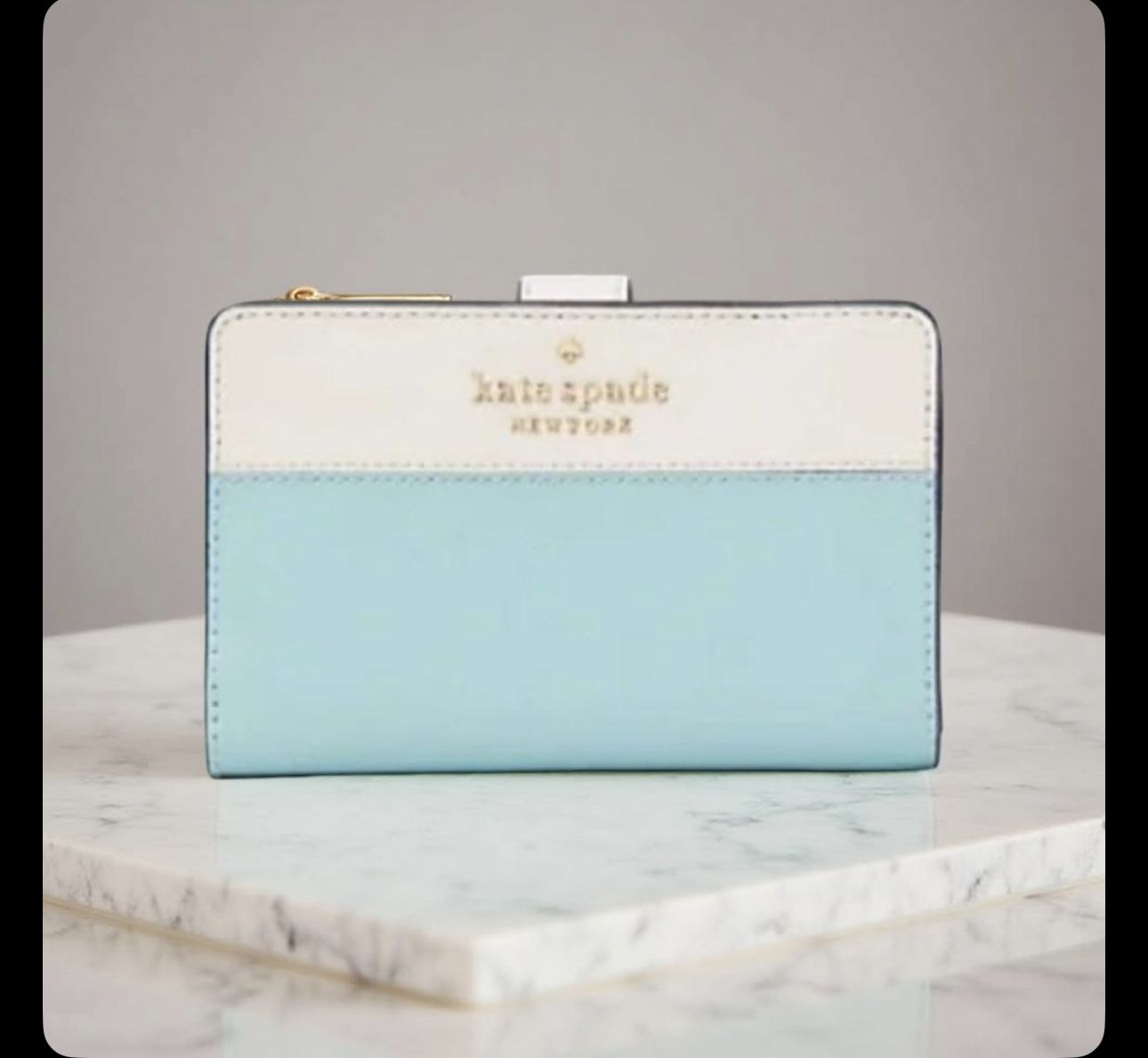 Kate Spade Staci Color-block Saffiano Medium Poolside Bifold Wallet 