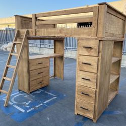 New Full Size Loft Bed With Desk And Storage Drawers! 