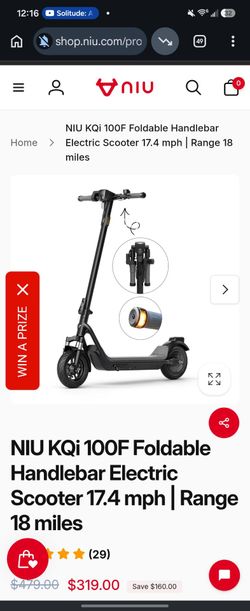 $150 FIRM - NIU KQi 100F E-Scooter (Must Pick Up Today)