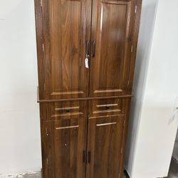 Newly Assembled Bathroom Kitchen Pantry Cabinet, 71" Tall Farmhouse Food Storage Cabinet