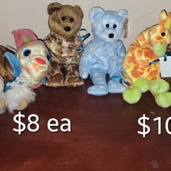 Vintage TY Beanie Babies
2001 - Hoofer $8
2000 - Aruba $8
2003 - Hero $8
2003 - Bubbly $8
2003 - Giraffiti $10
2002 - Sherwood $10

Pick up in Harling