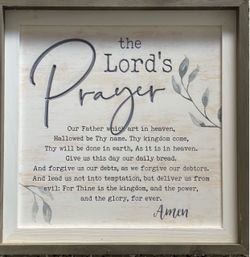 21” x 21” Lord’s Prayer Solid Wood Wall Art • Words are etched into the wood