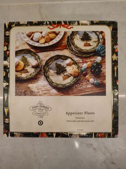 John Derian Stoneware Christmas Tree Appetizer Plates