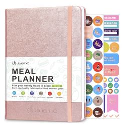 Jubtic Women’s Meal Planner Pink Rose Gold Food Journal 