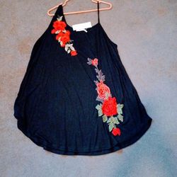 Rosegal 3D Flowers Tunic Top Mini Dress sleeveless plus size, NWT