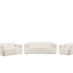 3PCS FABRIC UPHOLSTERED ROUND TRACK ARM SOFAS WHITE (CO509811) $ 1399  DELIVER AVAILABLE 