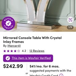 Mirror Console Table – Crystal Inlay – Excellent Condition