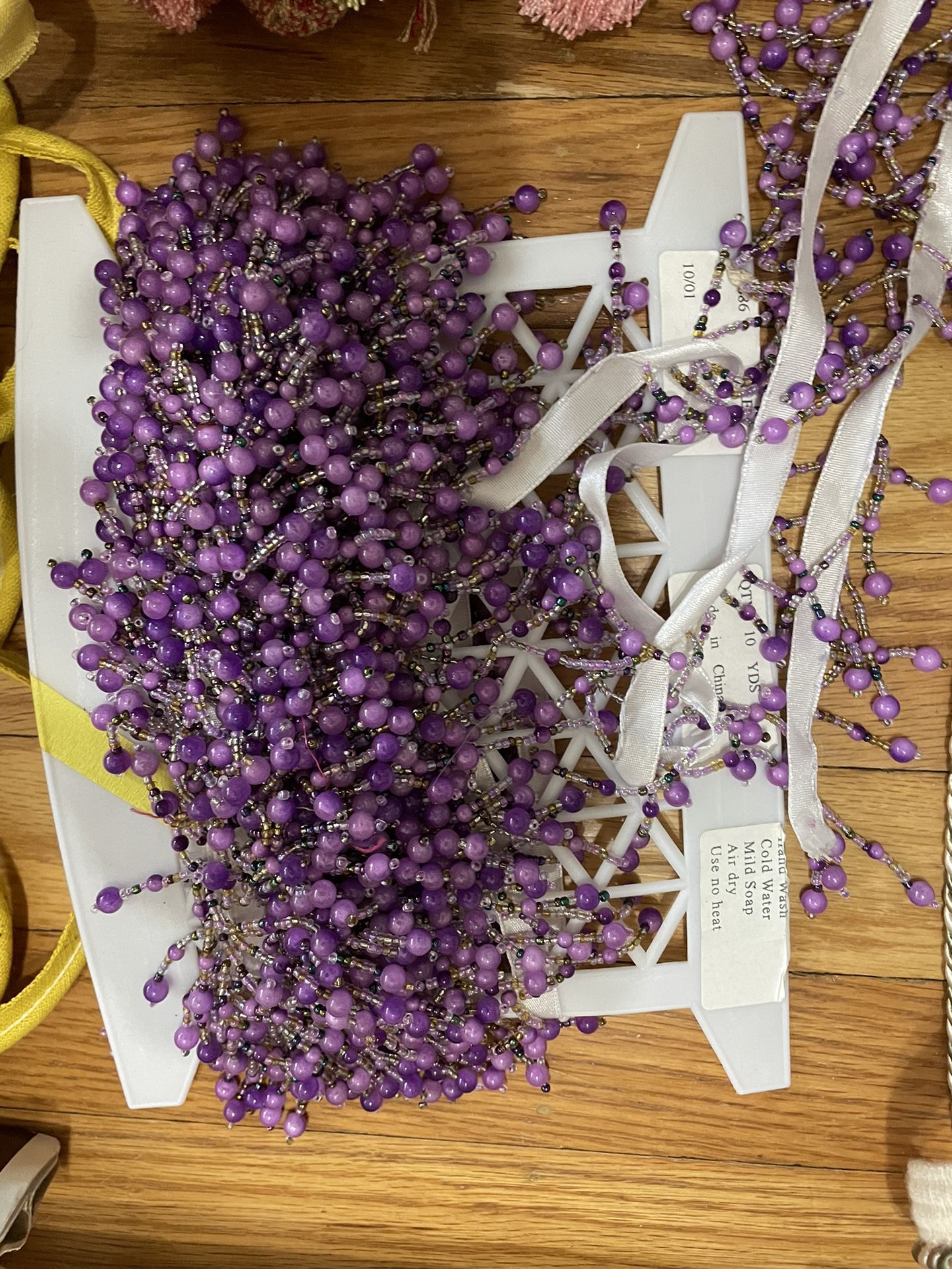 Bead Beaded Seeing Craft Trim, embellishment, Purple Lavender Clear
