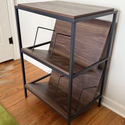 Walnut Accent Storage, Book/Vinyl Shelves 