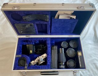 Vintage Olympus OM Series Camera Lenses and Case
