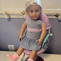 Our Generation Sitting Pretty Salon Chair Hair Styling Accessory Set for 18” Dolls