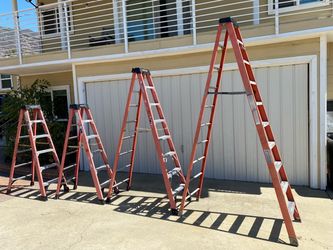 4 Werner fiberglass step ladders 6-10’ no cracks 300lbs rated $335 cash in Upland 91784