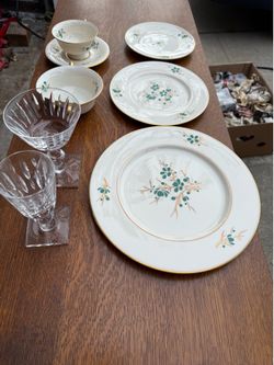 Vintage Castleton Studios “Jade” hand painted Fine China set