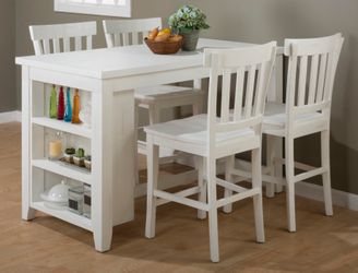 Madaket Madaket White Counter Dining Table w/ 4 Slatback Stools