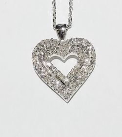 Diamond and White Gold Heart Pendant