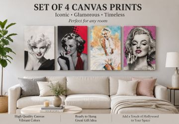 Set of 4 Marilyn Monroe Canvas Prints – Glam Hollywood Wall Decor