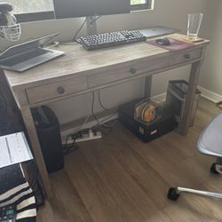 Pottery Barn Toulouse gray wash wood desk