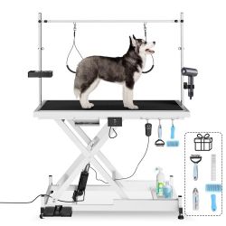 Update electric pet grooming table, 110V/220V professional groomer recommend super Deluxe electric pet grooming table, height adjust from 8 up to 36in