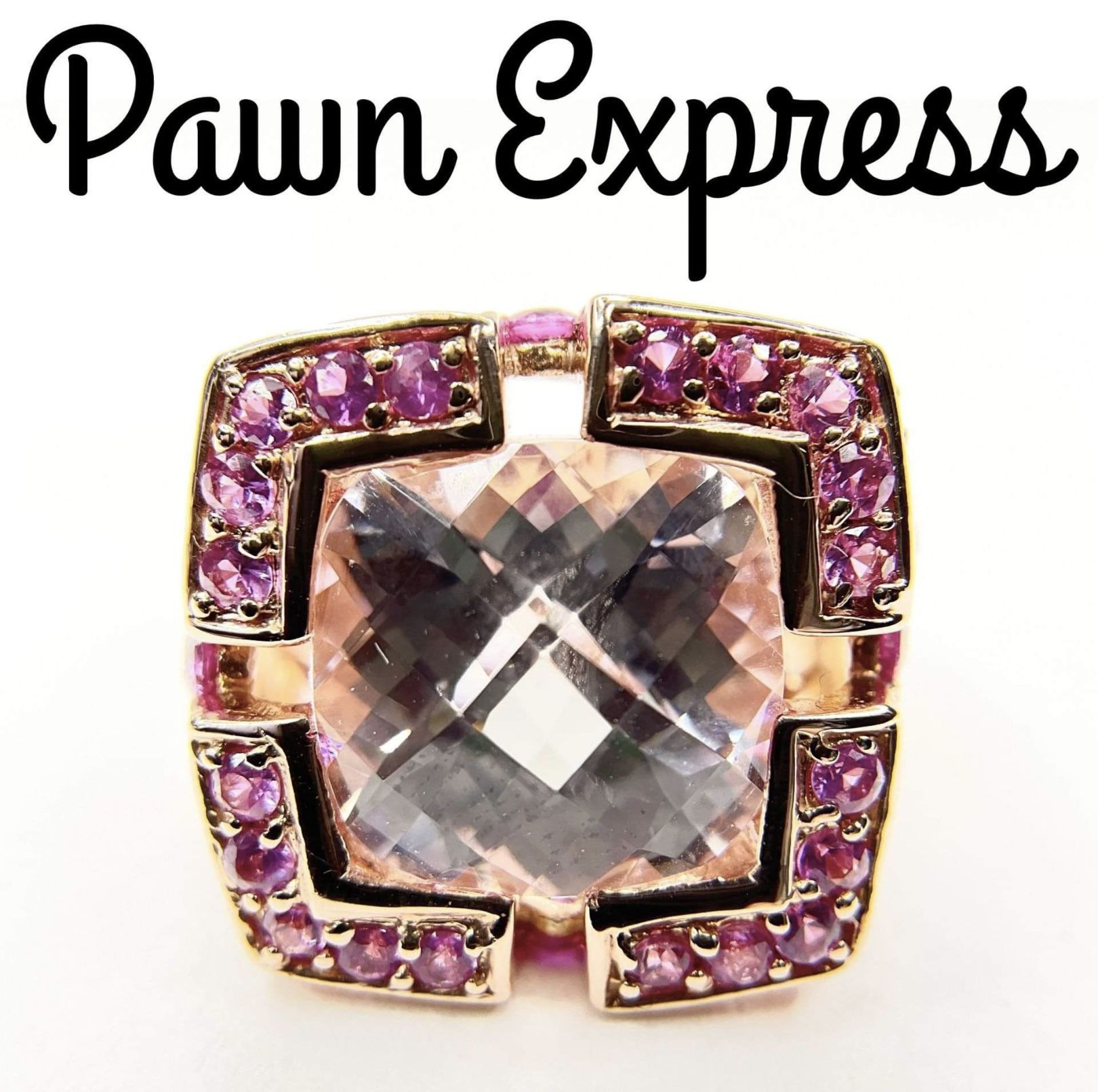 LeVian 14K Rose Gold Morganite & Pink Sapphire Cocktail Ring Size 7