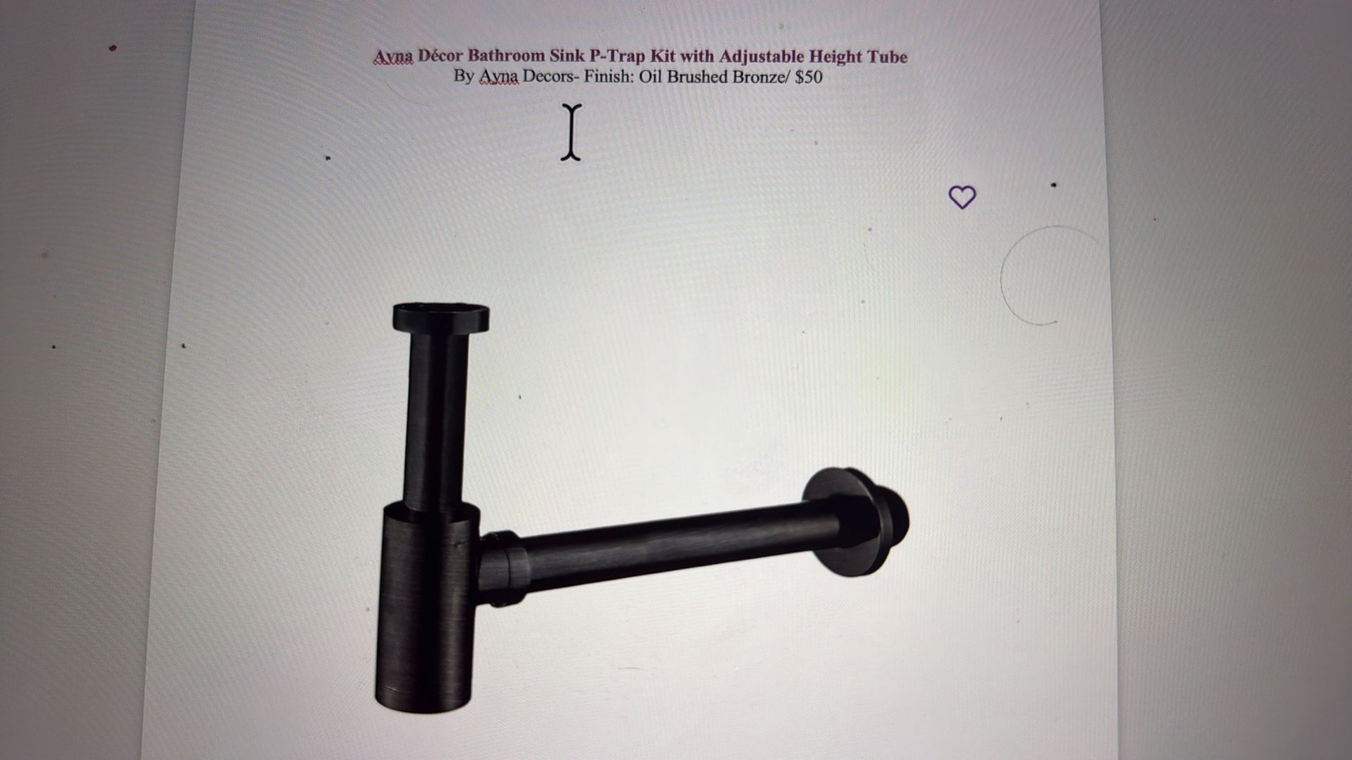 🛁 For Sale: Ayna Décor Bathroom Sink P-Trap Kit (Oil Brushed Bronze) – NEW in Box! 🛁