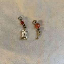 Corkscrew & Wine Glass Charm/Pendant Set