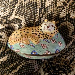 Cloisonné Style Leopard Jewelry Holder