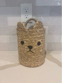 Small Hanging Bear Basket with One Handle from cloud island™, 10” Height