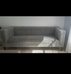 Gray Mid-Century Couch With Pillows - Like New