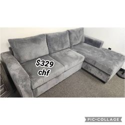 Dark gray corduroy living room sectional sofa  