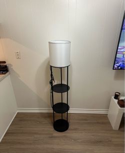 Floor Lamp with Shelves (Black) – 54” Tall