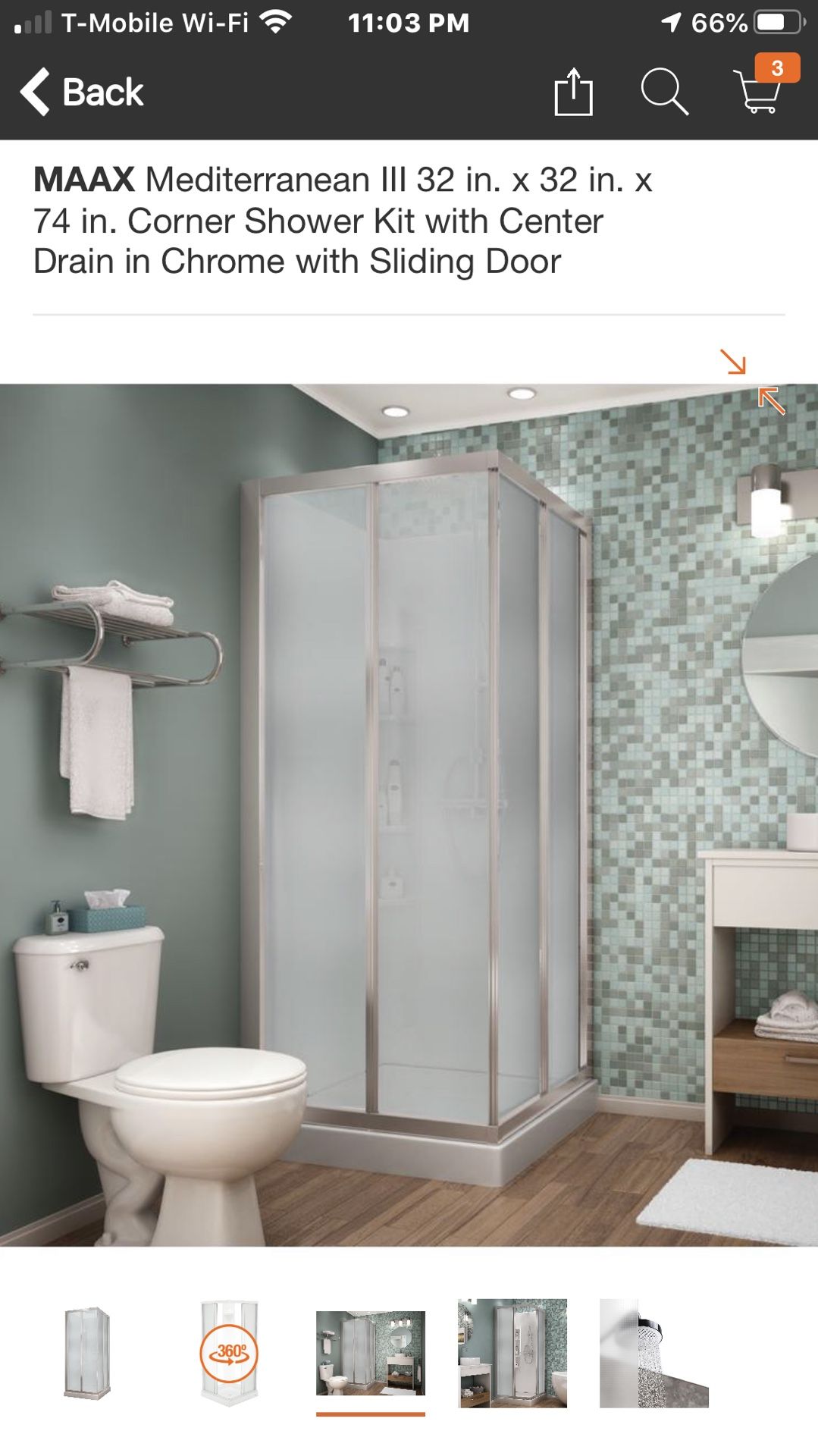 This bran new in box MAAX Mediterranean III 32 in. x 32 in. x 74 in. Corner Shower Kit with