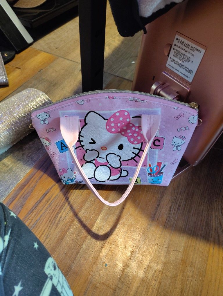 SHEIN Pink and White Clutch with Kawaii Charm