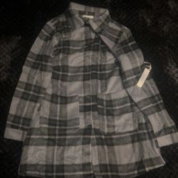 Plaid Flannel Shirt Jacket – Size M – Active USA – Black Gray Checkered 