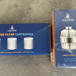 AquaBliss SF100 shower filter + 3 replacement cartridges