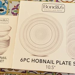 6 Piece Each Hobnail Dish And Bowl Set