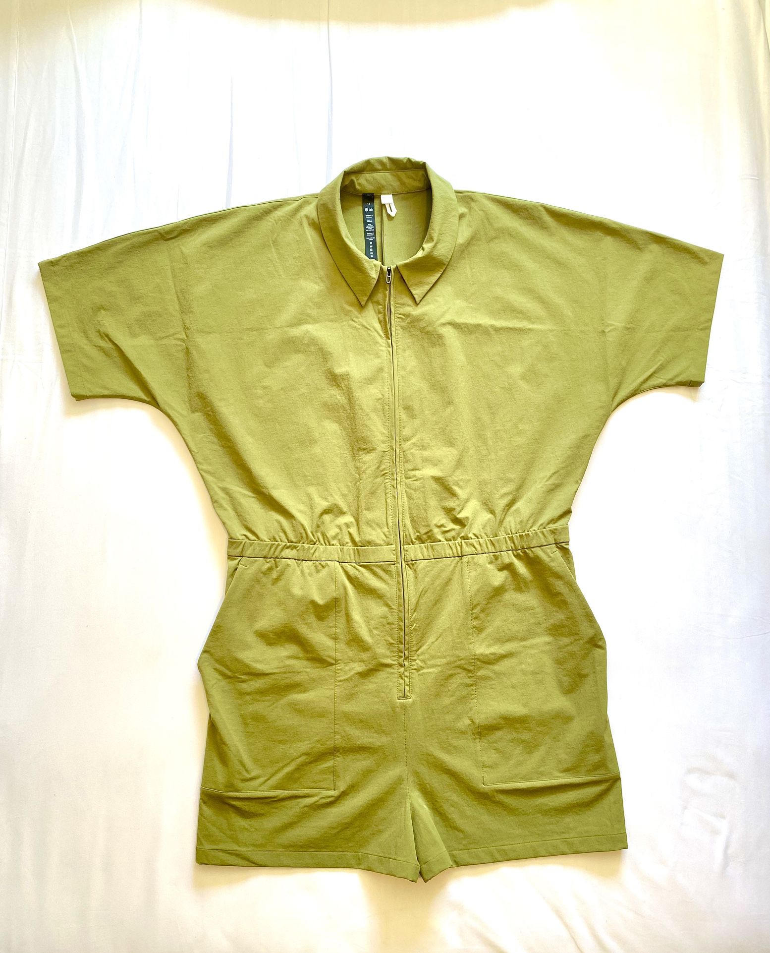 Lululemon lab Zip-Front Collared Romper Frozen Green Size : 12