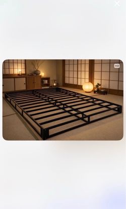 Japanese style queen size platform bed frame , heavy duty very sturdy, no box needed Low Profile Black Metal Bed Frame