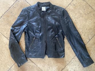 Halogen Black Leather Soft Moto Slim Jacket Small 