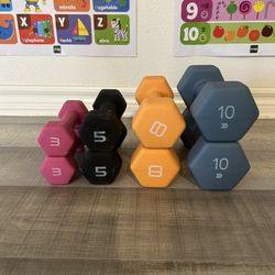 Dumbbells Pairs Of 3, 5, 8, 10 lbs 