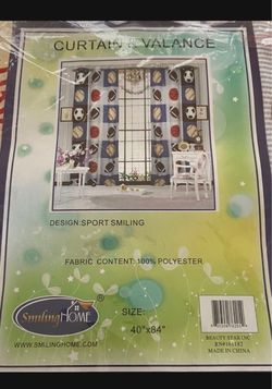 Sports Print Curtain & Valance Set 40x84