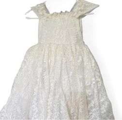 Girls White Lace Flower Girl Dress 4 years