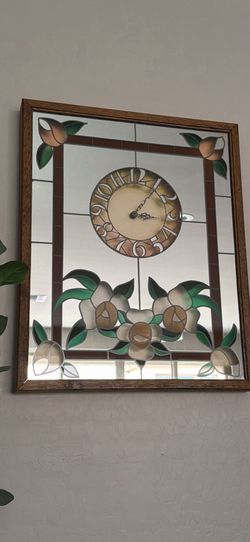 Faux stain glass mirror clock
