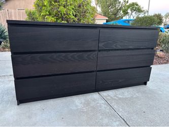 Black Modern 6 Drawer Dresser Chest of Drawers Furniture Good Condition