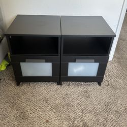 Set of 2 Modern Black Nightstands / End Tables