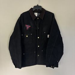 90s black Carhartt blanket lined chore jacket, union made USA, like New #, size 50
