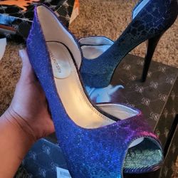 Iridescent Blue Purple Heels Size 8